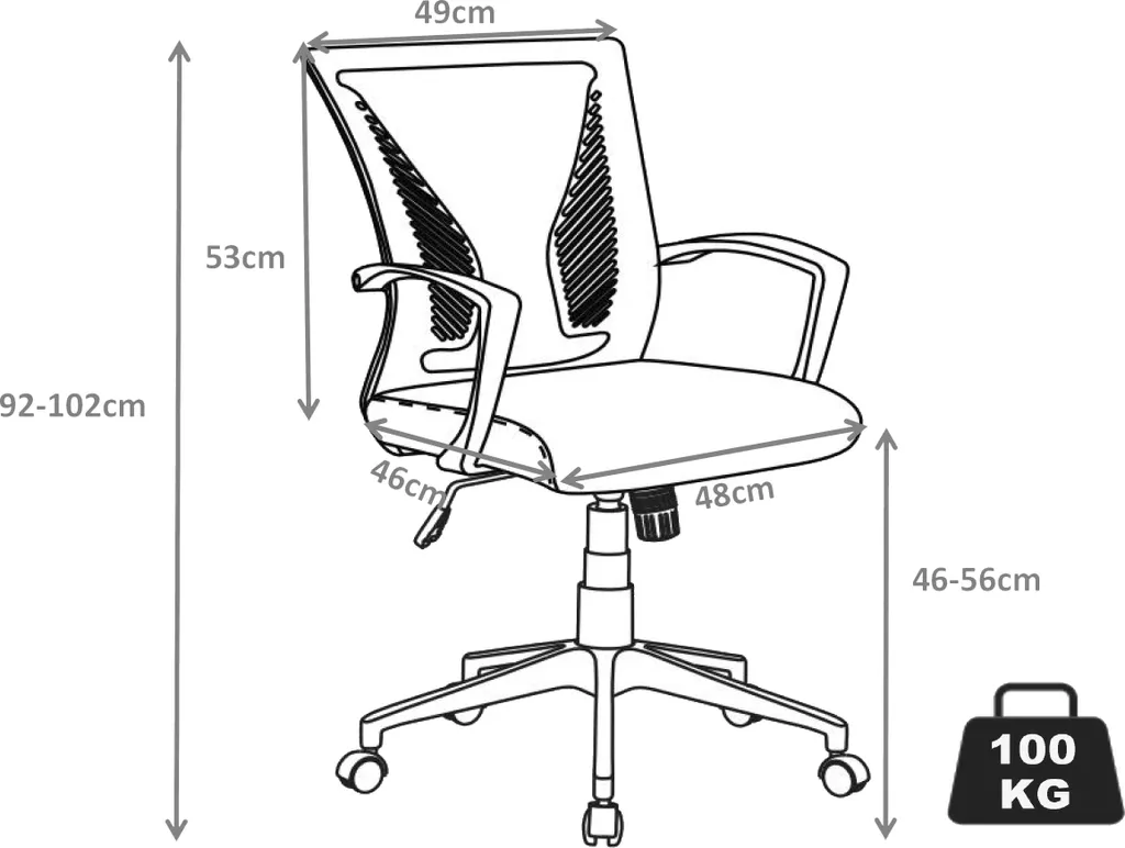 VCM Offilo : Chaise de bureau contre le mal de dos - Réglable 102 cm - 7