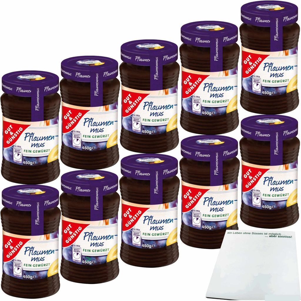 Gut & Günstig Pflaumenmus fein gewürzt 10er Pack (10x450g Produktbild 