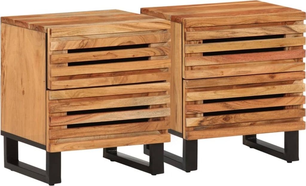 Nachttische 2 Stk. 40x34x46 cm Massivholz Akazie Produktbild 