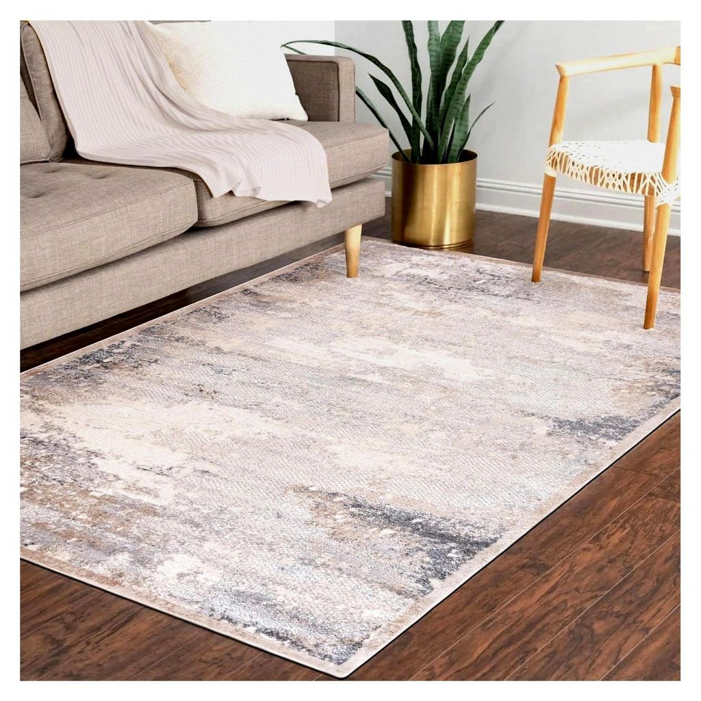 Teppich - Moderner abstrakter Teppich für Wohnzimmer, Schlafzimmer, Esszimmer, Büro - Kurzflor rechteckig - - Beige Grau - 160 x 230 cm