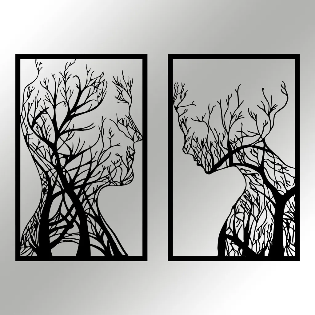 Tableau Mural Métallique Noir Wallity Lutuf 86x63 cm Style Industriel