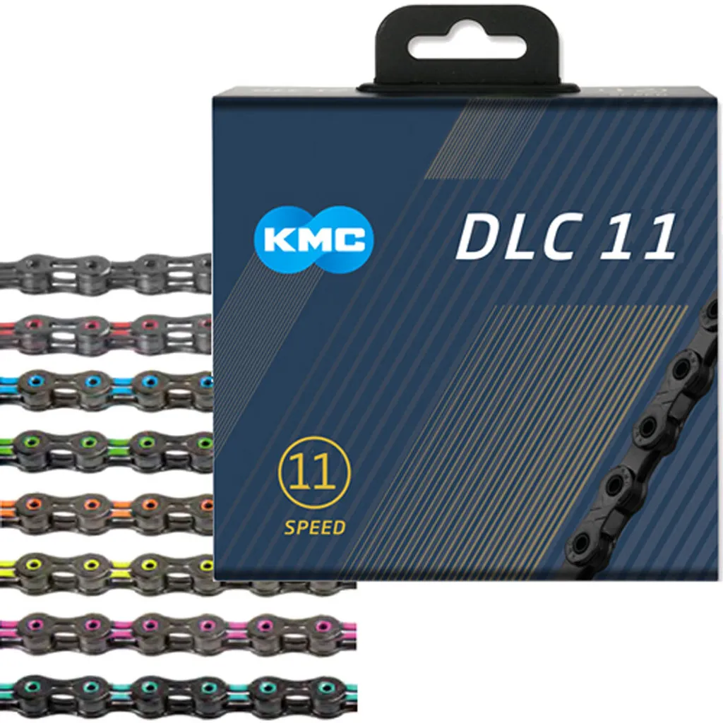 Équipement Vélo KMC Chaîne DLC 11 Noir Rose pour Compétition 11 Vitesses