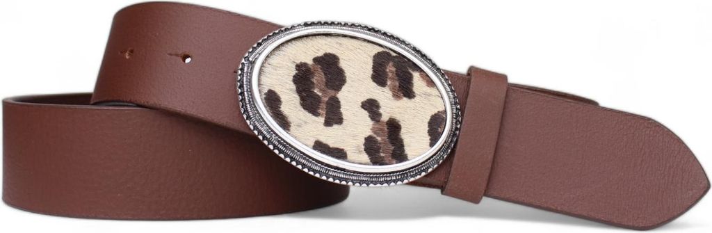 FRONHOFER Gürtel Damen mit einzigartiger Leoparden Gürtelschnalle, Büffelleder