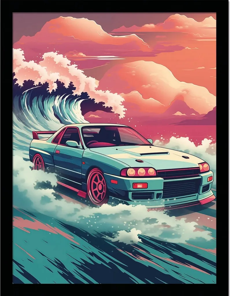 Poster Incorniciato Wave Cars Hakosuka PM8174 40x30cm - JDM Art