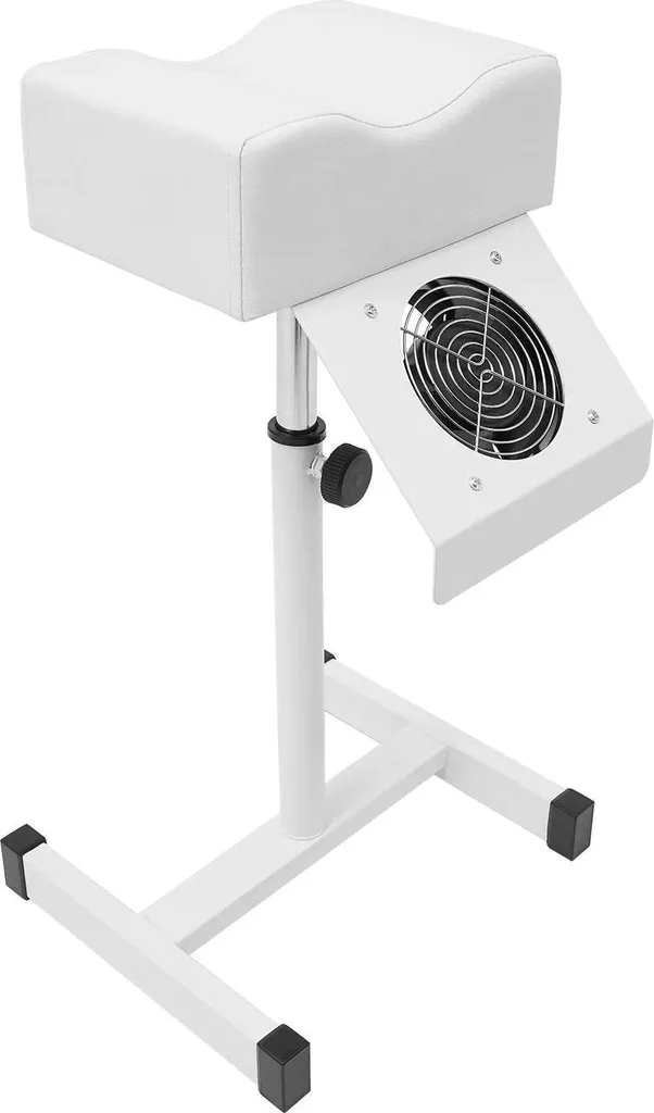Tabouret de pédicure blanc avec repose-pied réglable et ventilateur intégré
