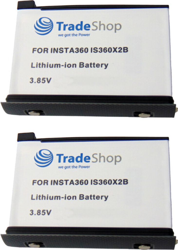 2x Trade-Shop Li-Ion Akku 3,85V / 1700mAh passend für Insta360 ONE X2 Actionkamera 360-Grad-Kamera Digicam ersetzt IS360X2B CINOSBT CINOSBT/A