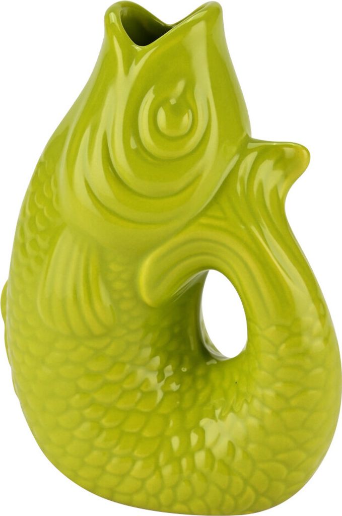 Gift Company Vase Monsieur Carafon XS, Dekovase in Fisch-Form, Steingut, Lime, 13 cm, 1087402095