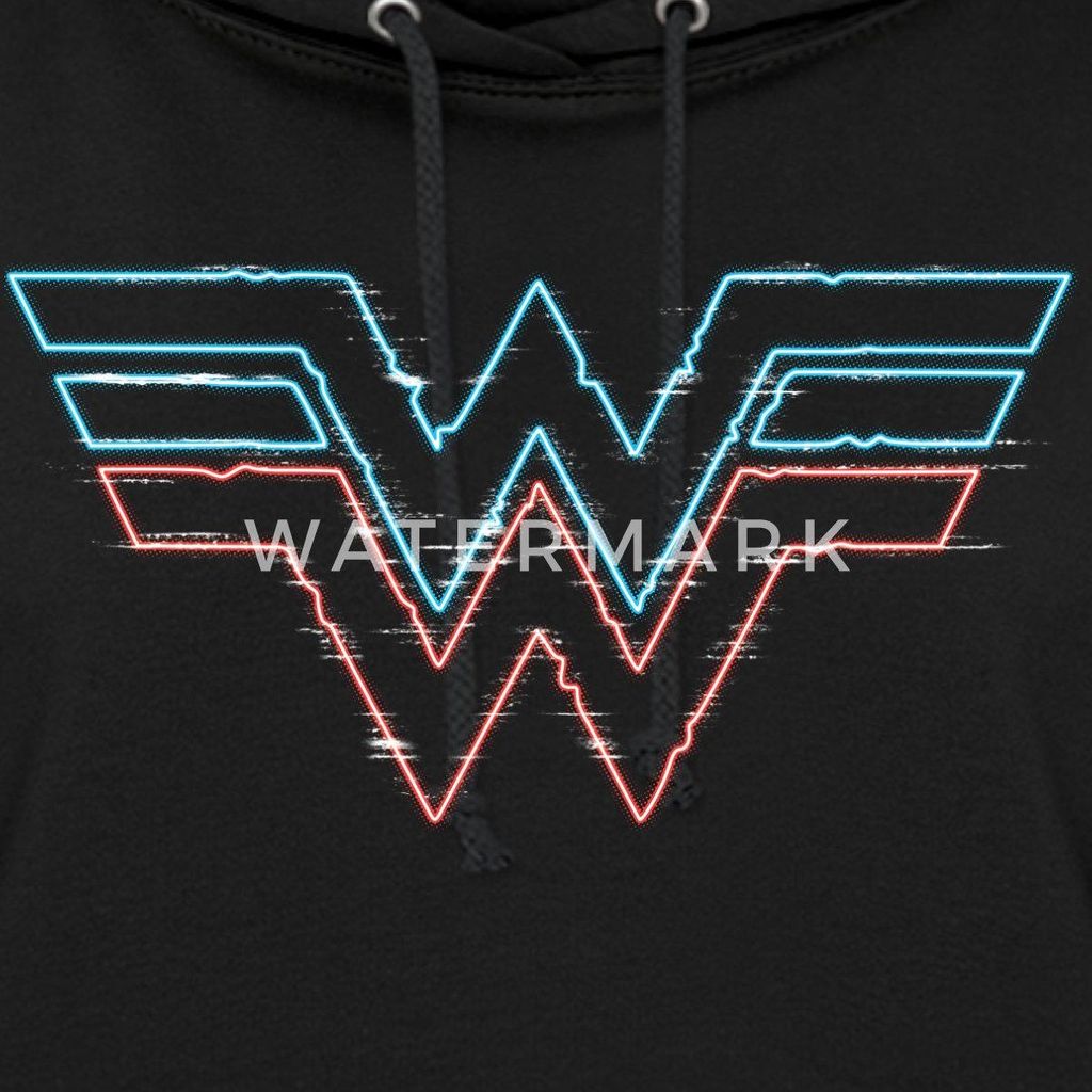 Spreadshirt Wonder Woman 1984 Logo Neon Karneval Damen Hoodie, XL, Schwarz