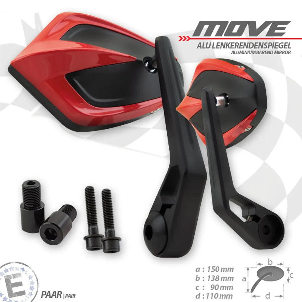 Rétroviseur embout de guidon MOVE M16 pour Yamaha - Aluminium Rouge