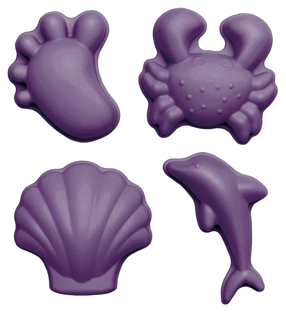 Moules à sable en silicone Scrunch violet foncé - Lot de 4 jouets plage