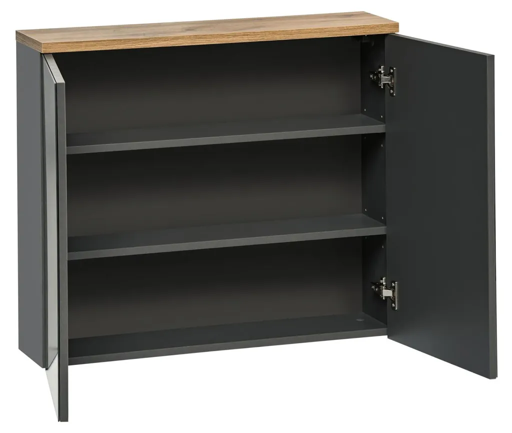 Meuble de salle de bains haut avec miroir bois 80 cm moderne chic