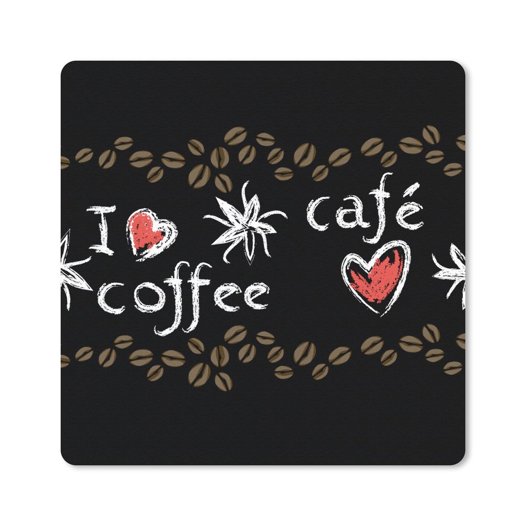MuchoWow Mauspad Mousepad Kaffee - Muster - Liebe 30x30 cm - Mousepads - Maus Mat - Pad - Mausunterlage - Gaming