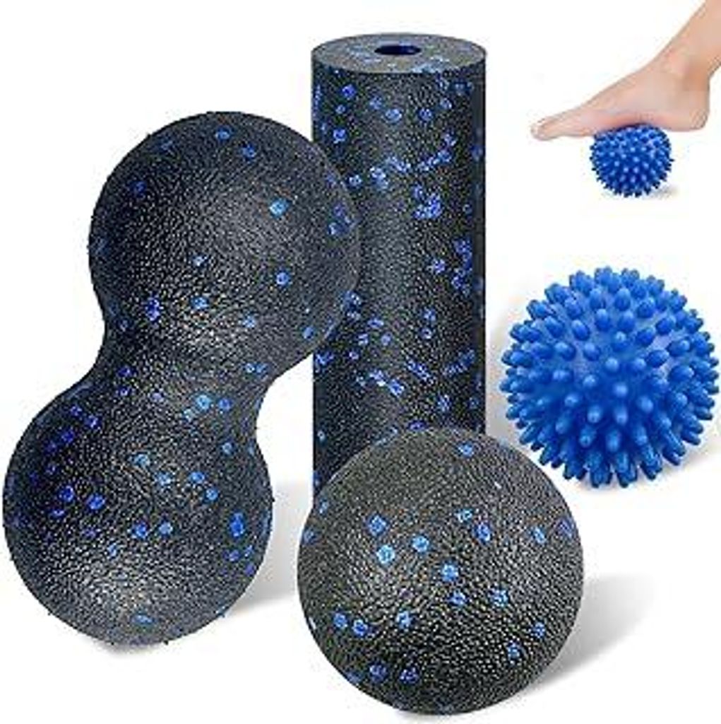 4 Stück Faszienball Set, Blackroll Ball, Faszienrolle Klein,Massagebälle Igelball Fußmassage und Duoball Massageball für Wirbelsäule Rücken N...