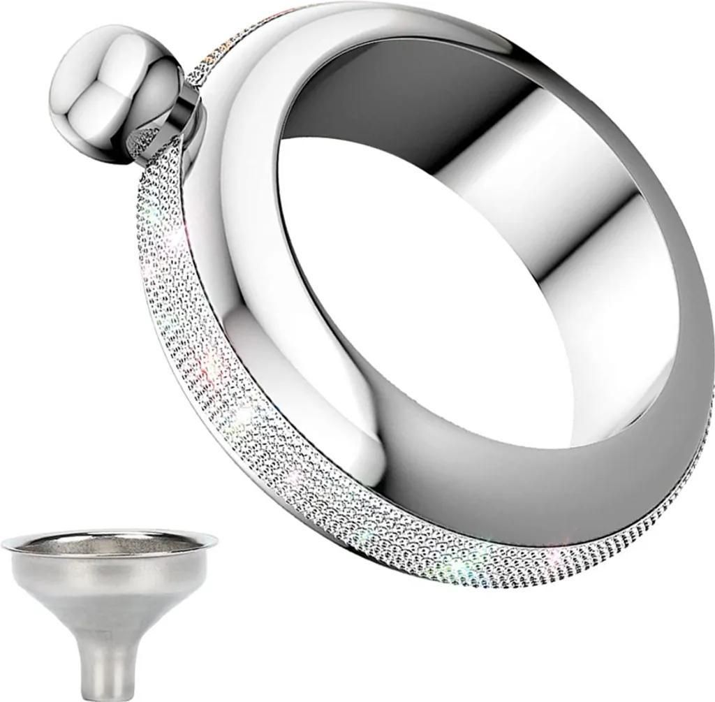 Flachmann Armband Armreif Flasche Kreativ Edelstahl 304 Flachmann Trichter Set für Frauen 3.5ozSilver