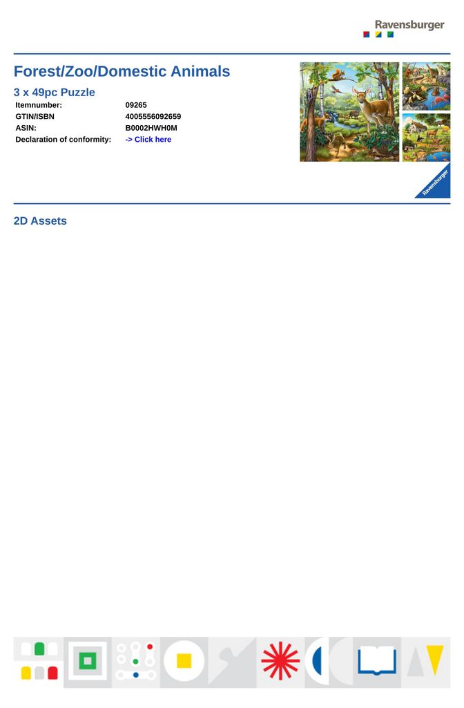 Forêt/zoo/animaux domestiques Ravensburger 09265 Image du produit 