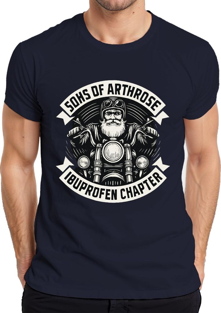 Sons of Arthrose Ibuprofen Chapter Biker Motorrad Opa Geschenk Herren T-Shirt, Navy, M