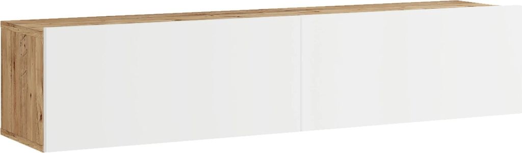 In And OutdoorMatch TV-Schrank Gloria – TV-Möbel – TV-Einheit – 140 x 31,5 x 29,5 cm – Holzfarben und Weiß – Spanplatte – dekorativer...