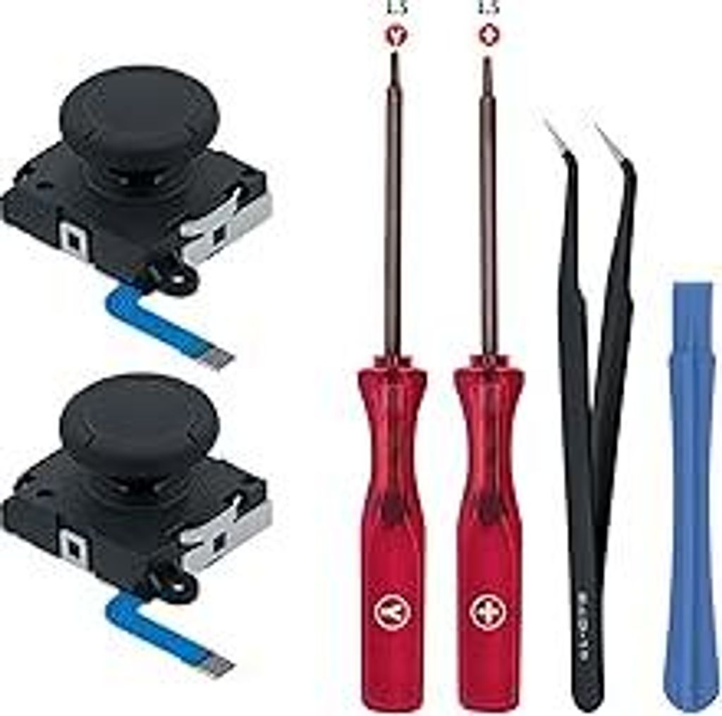 3D Analog Joystick Reparatur Ersatz Set für NS Switch/Switch OLED Joy-Con/Switch Lite Controller mit Reparaturset Werkzeuge-Schwarz