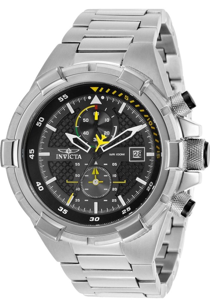 Invicta Aviator 28108 Herren uhr - Wasserdicht - Analog - Quarzuhrwerk - Edelstahl mit schwarzen zifferblat - 50mm