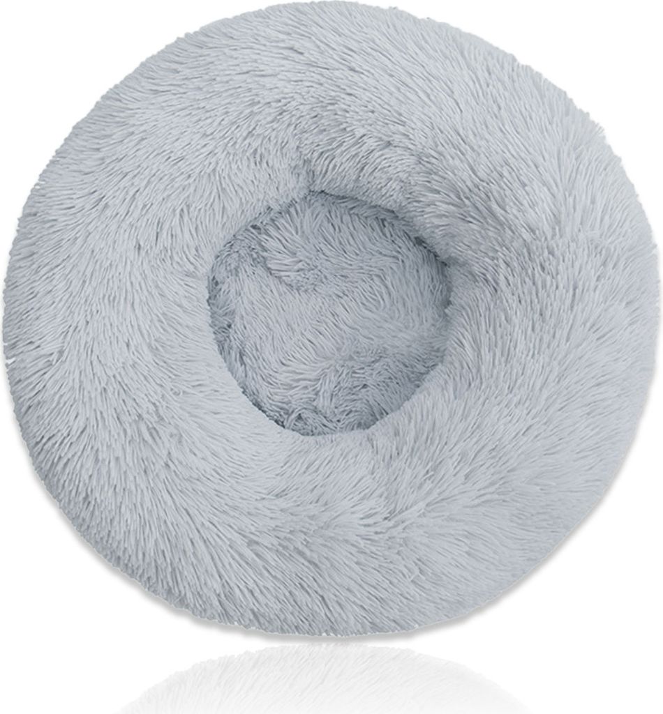40cm Grau Hellgrau Plüsch Donut Hundebett Katzenbett Kuschelbett Hundekorb Hundekissen Kissen rund Haustierbett Bett
