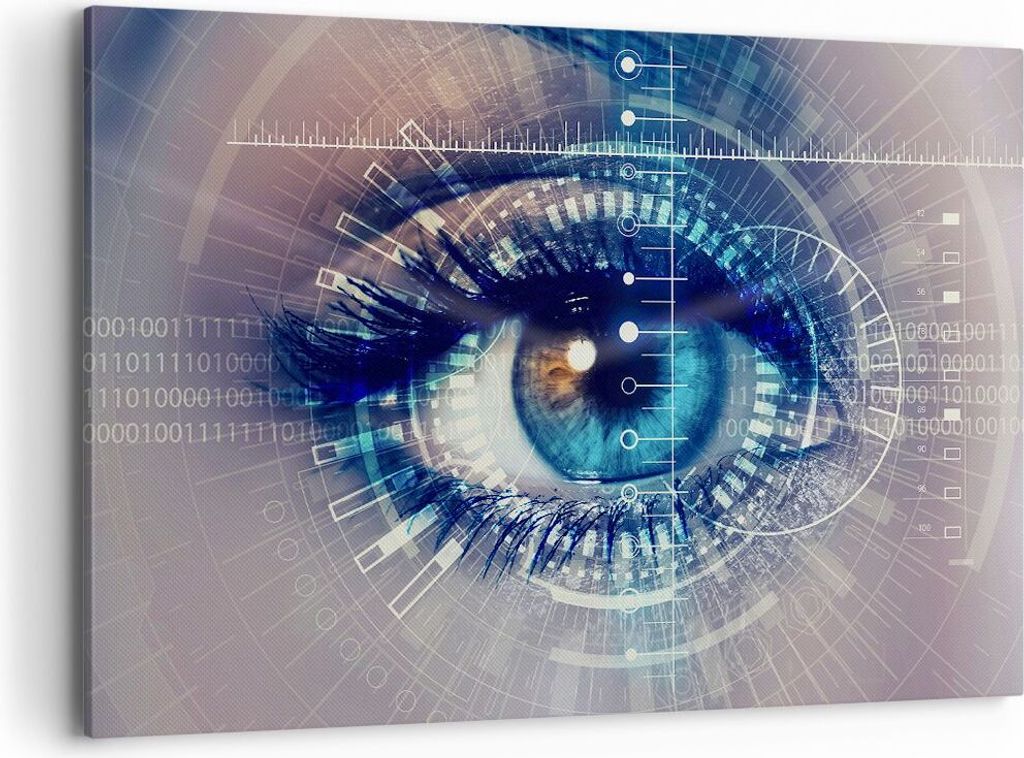 Bild auf Leinwand - Leinwandbild - Cyberspace Daten digitales - 120x80cm - Wand Bild - Wanddeko - Leinwanddruck - Bilder - Kunstdruck - Wanddekorat...