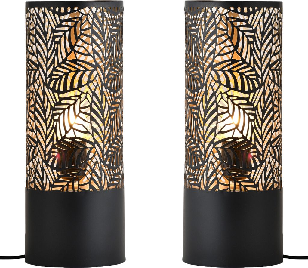 Marrakesch 2er Set Tischlampe Nachttischlampe 34cm groß | Aesthetic Deko Lampe im Wohnzimmer Schlafzimmer oder Kinderzimmer | Moderne Tischleuchte...