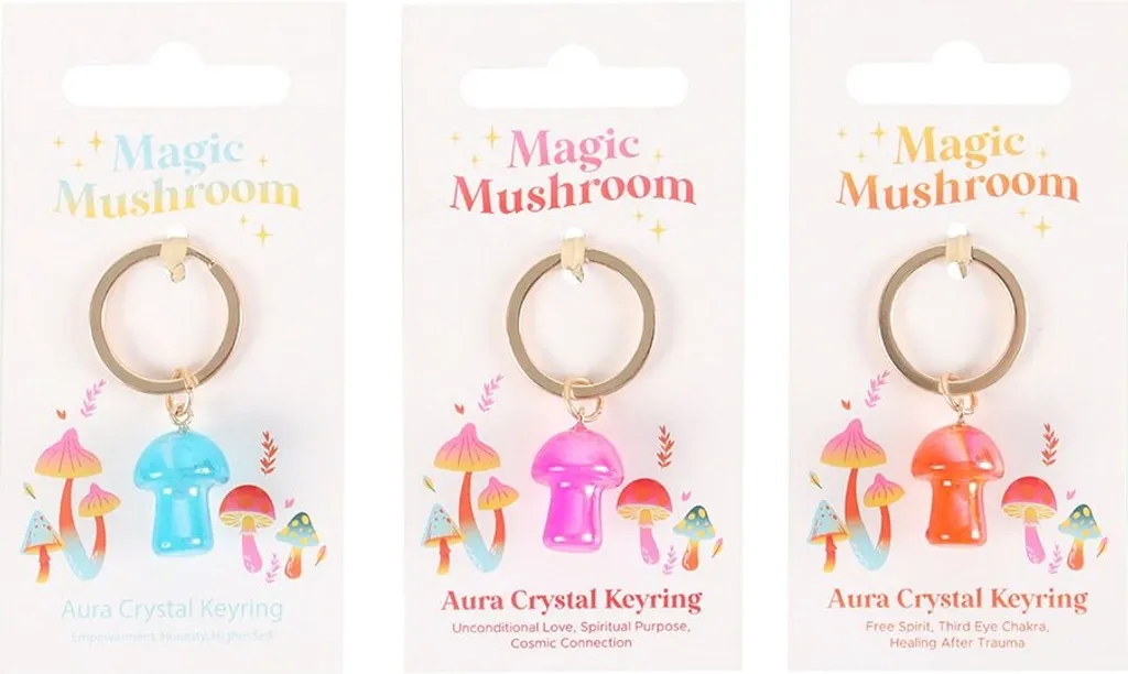 Porte-clés Cristal Champignon Aura : Identifiez vos Clés - Lot de 18