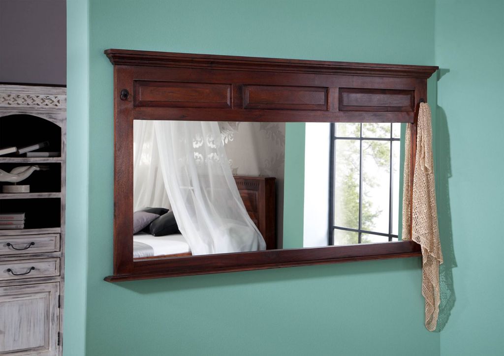 MASSIVMOEBEL24 Spiegel Akazie 160x7x87 nougat lackiert OXFORD #405