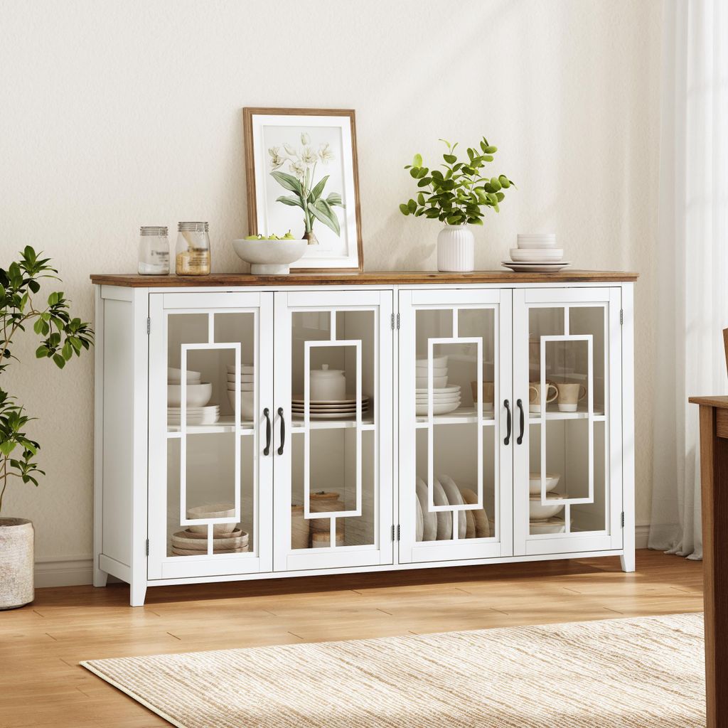 Komoda Merax s prosklenými dvířky, kuchyňská skříňka s Obrázek produktu 