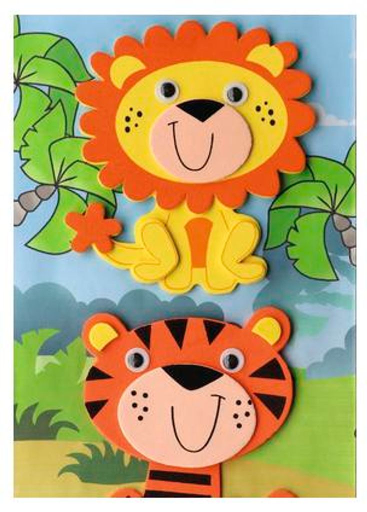 Moosgummi 3D Sticker selbstklebend Löwe Tiger 2 Stück Produktbild 