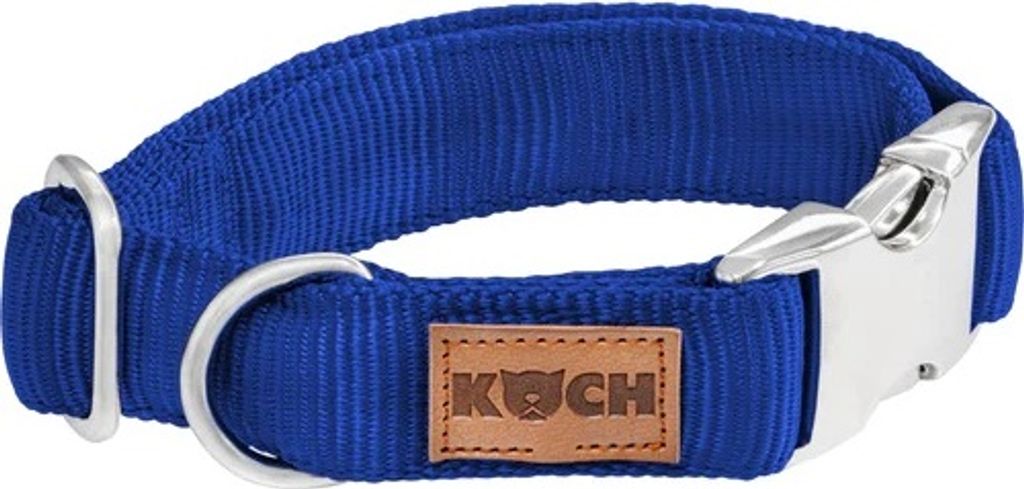 Koch PREMIUM Klick Halsband gepolstert L 25 mm breit, Halsumfang 45 - 65 cm, Royal Blau ALU-Klickverschluss