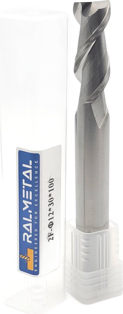 Aluminium-VHM-Fräser, 2-schneidig, 12 x 30 x 100 mm, 45 HRC
