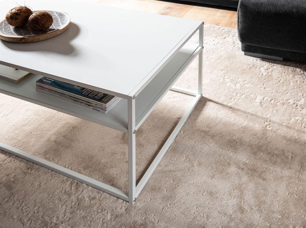 Couchtisch FineBuy Sofatisch 100 cm Weiß Metall Produktbild 4