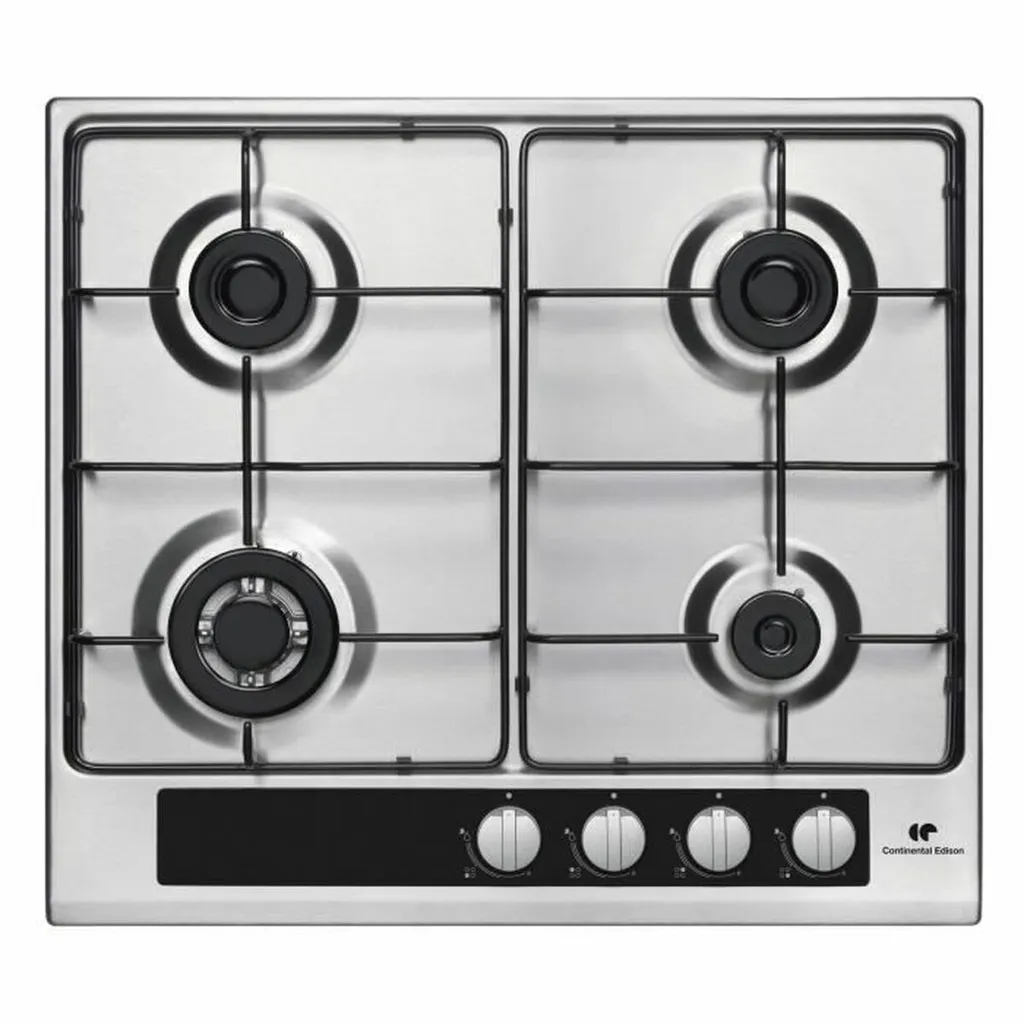 Continental Edison CECTG4VIX Table de cuisson gaz 4 feux inox 60 cm