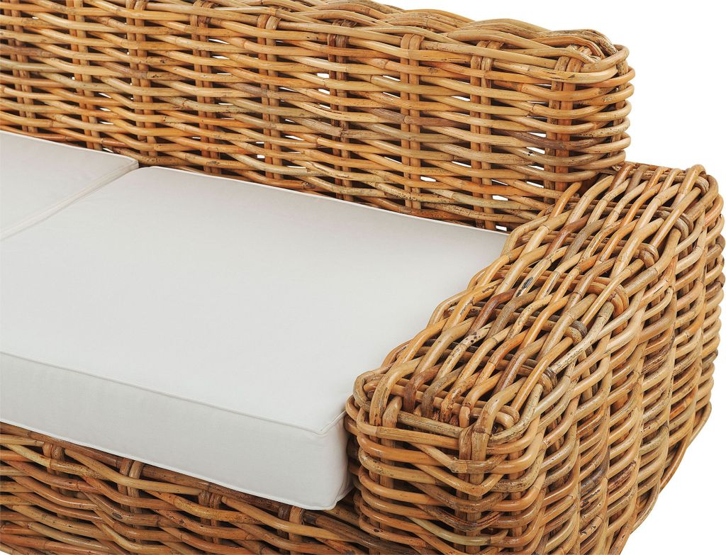 BELIANI Sofa ogrodowa naturalna rattanowa 3-osobowa kanapa Zdjęcie produktu 6