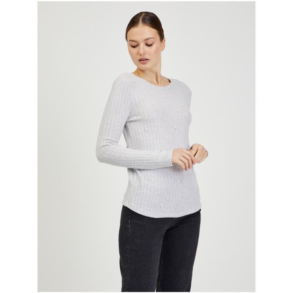Orsay Hellgrauer Rippenpullover für Damen DP-3520123__L