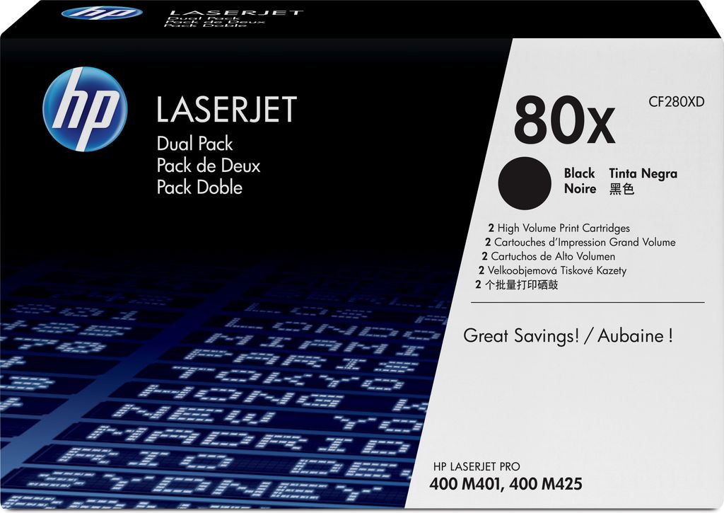HP Toner 80X schwarz, 2er Pack (CF280XD) Produktbild 