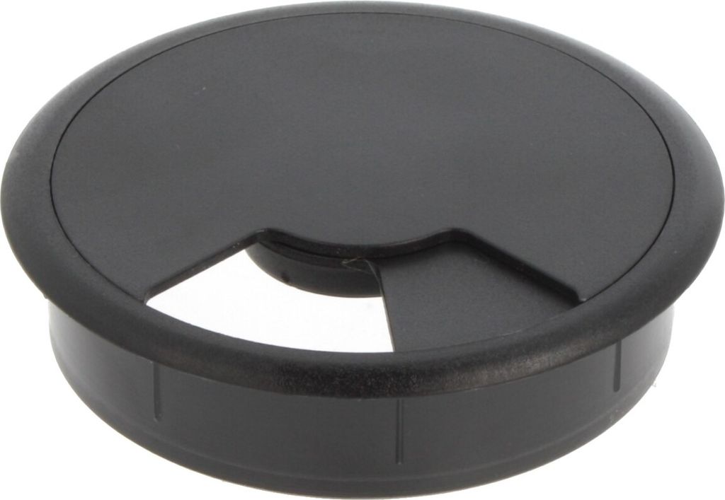 80mmø Kabeldurchführung Kabeldurchlass schwarz Kunststoff Kabeldose Schreibtisch