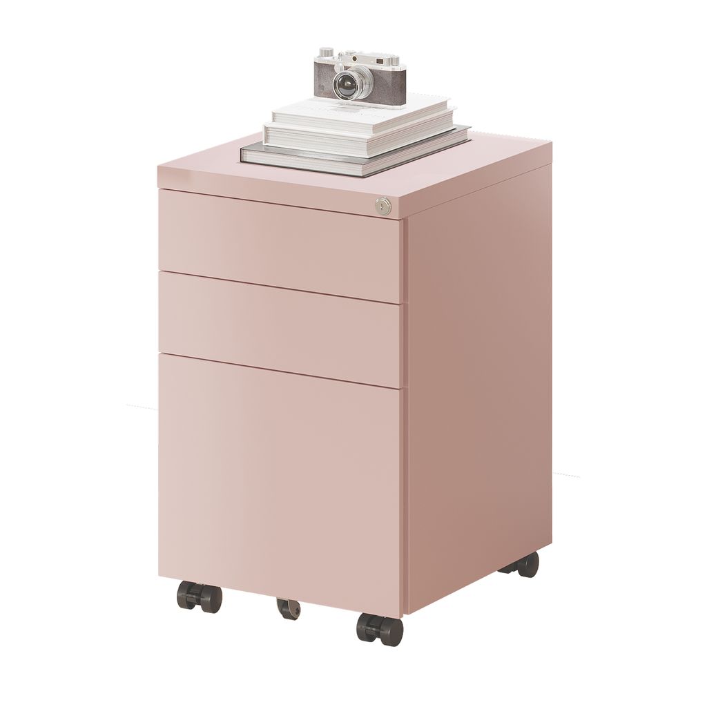 FLEXISPOT Aktenschrank CB23 Rollcontainer – Mobiler Büroschrank mit 3 Schubladen, Schloss, Leise-Schienen & Anti-Kipp-Rädern für Büro & Zuhau...