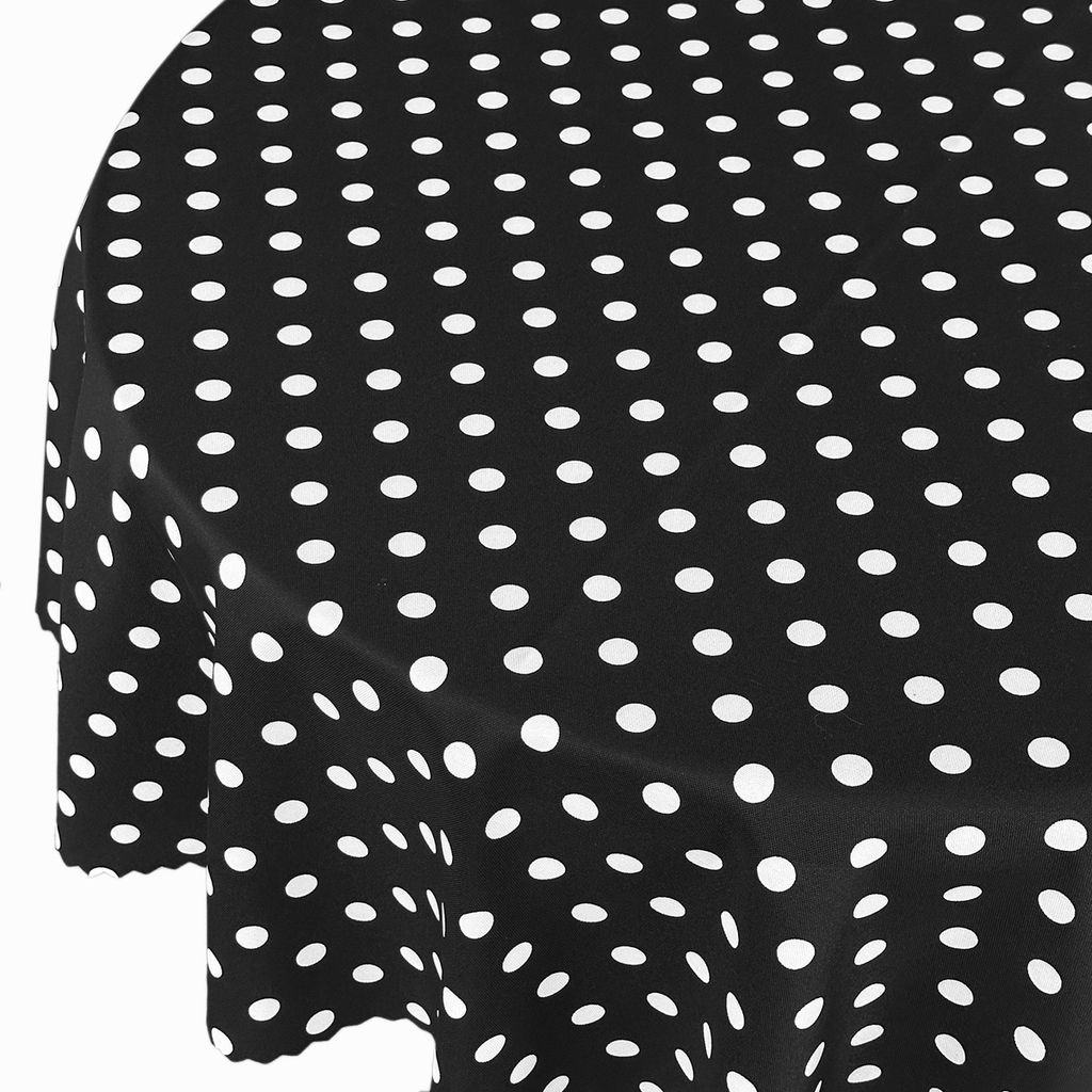 Rund Tischdecke Fleckenresistente Tischtücher Abwaschbar Pflegeleicht Lotus Effekt Gedruckt Polka Dots Schwarz Durchmesser: Ø 120 cm