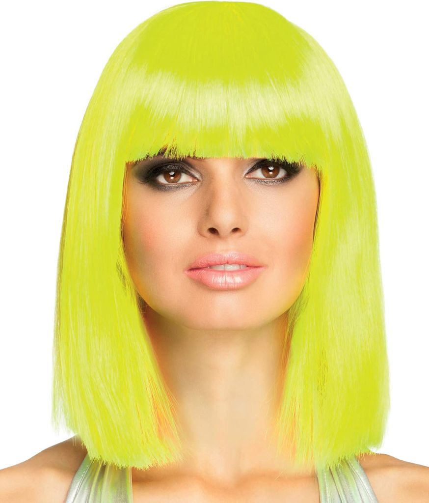 Neon-Gelbe Damen Perücke mit Pony Produktbild 