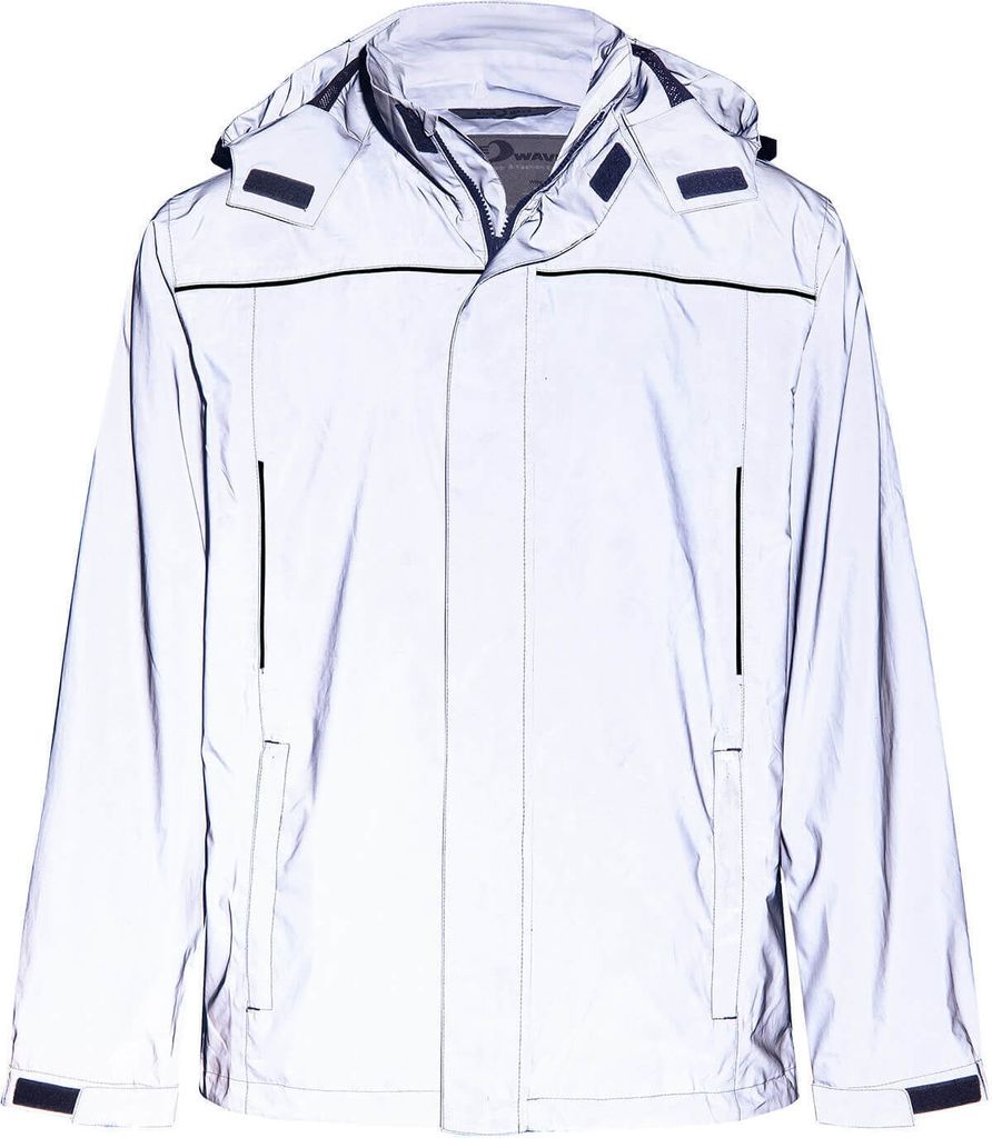 Blue Wave Herren Funktionsjacke Klaas - Verstaubare und wasserdichte Regenjacke mit Mesh-Innenfutter und Kapuze in Silver Reflective Größe 4XL