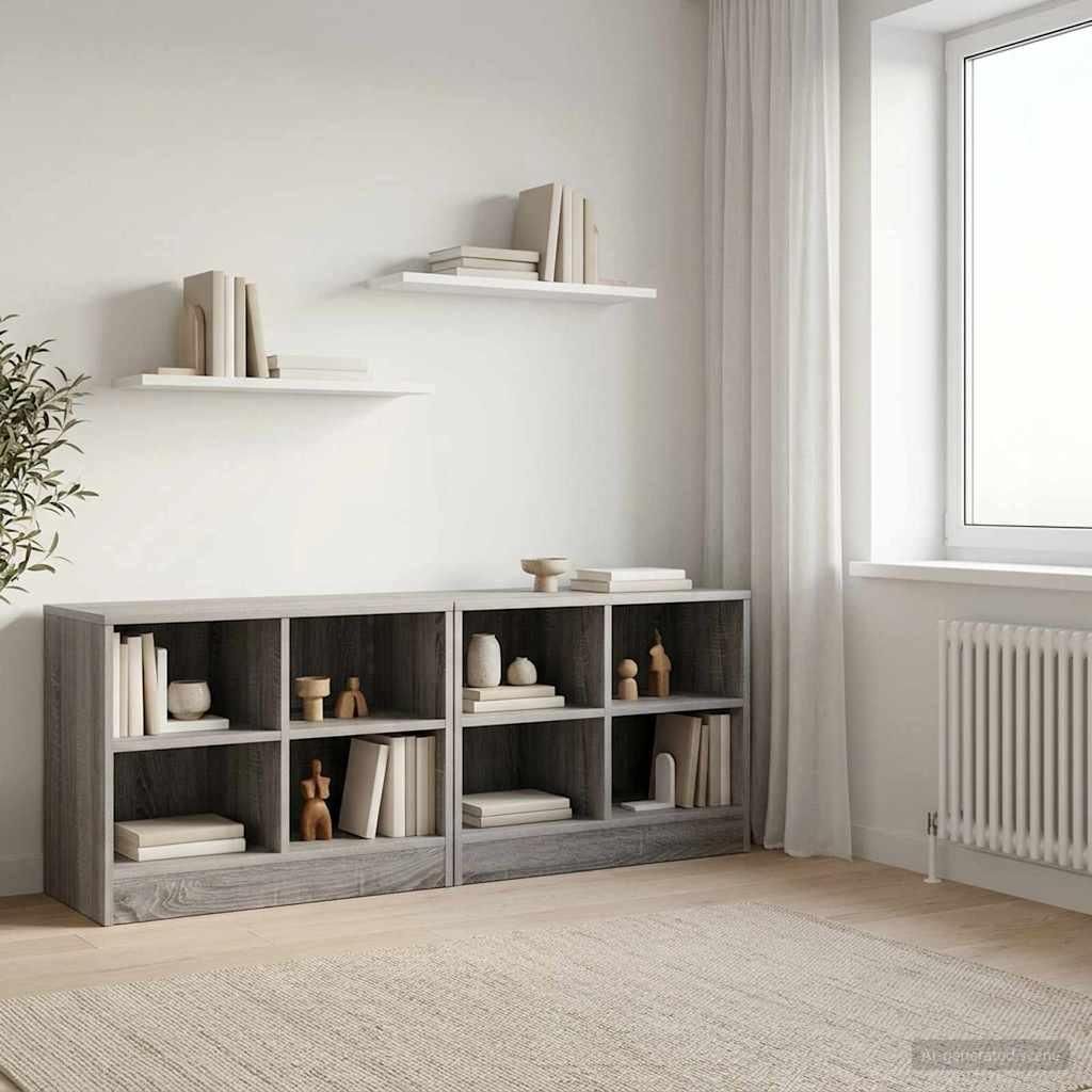 Möbel Bettschrank 2 pcs Grau Sonoma 66 x 33 x 48 cm HolzwerkstoffNachttische & -schränke - Nachttische & -schränke c8362