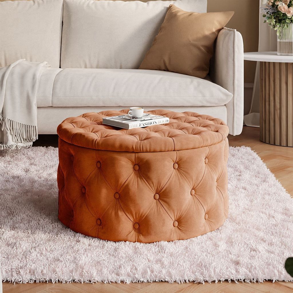 CHESTERFIELD runder gesteppter Hocker 70 cm Magic Velvet 2213