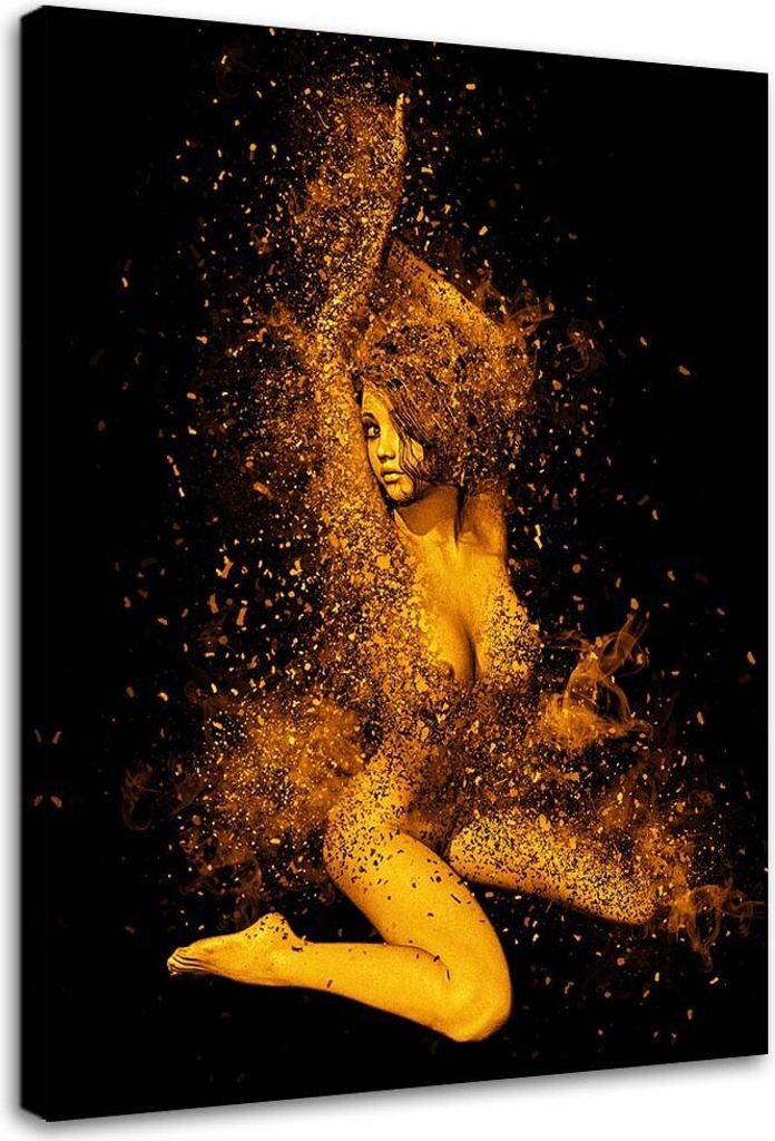Leinwandbild nackte frau in goldstaub 40x60 cm Feeby gold wandbild bereit zum aufhängen