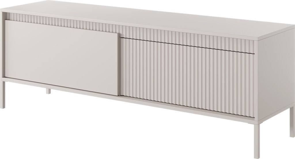 BETTSO RTV-Schrank TV-Tisch mit geriffelte Fronten SENSO 153 x 53 Beige