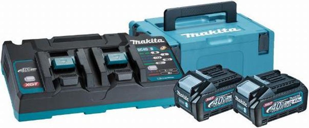 Makita 40 V Li-ion MAX Set mit 2 4,0 Ah-Akkus – Ladegerät – Mbox – 191U00-8