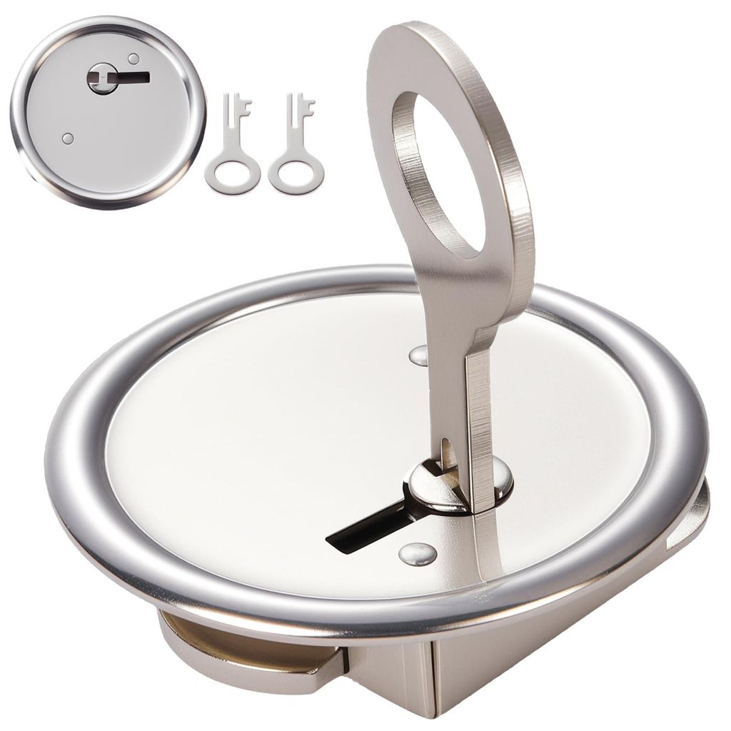 Schloss für Geldkassette inklusive 2 Schlüsseln, Metall, 39 mm rund, geeignet für runde Löcher mit einem Durchmesser von 33 mm bis 36 mm.