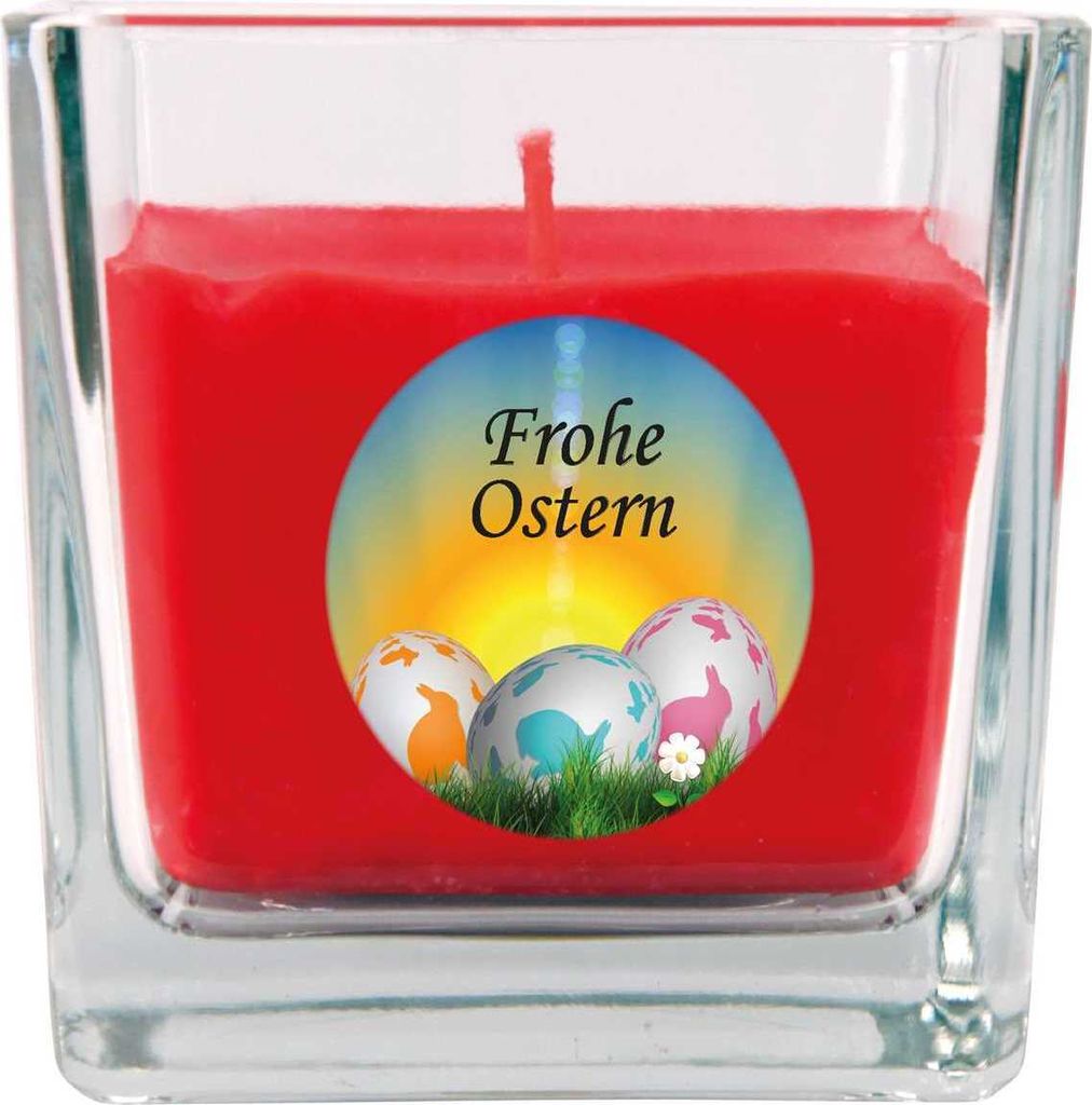 Duftkerze als Ostergeschenk ( Rosen-Duft ), Design: Ostereier - Kerze als Osterdeko - 190g. Wachs mit ca. 50 Stunden Brenndauer