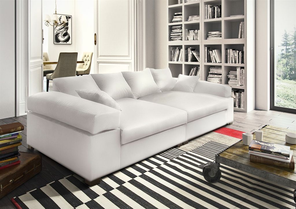 Big Sofa Couchgarnitur Megasofa Riesensofa AREZZO - Kunstleder Weiss